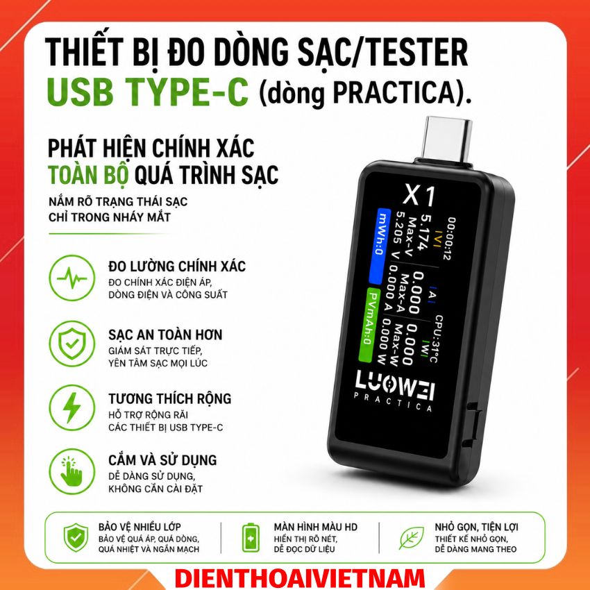 Test Cường Độ Sạc LW-X1