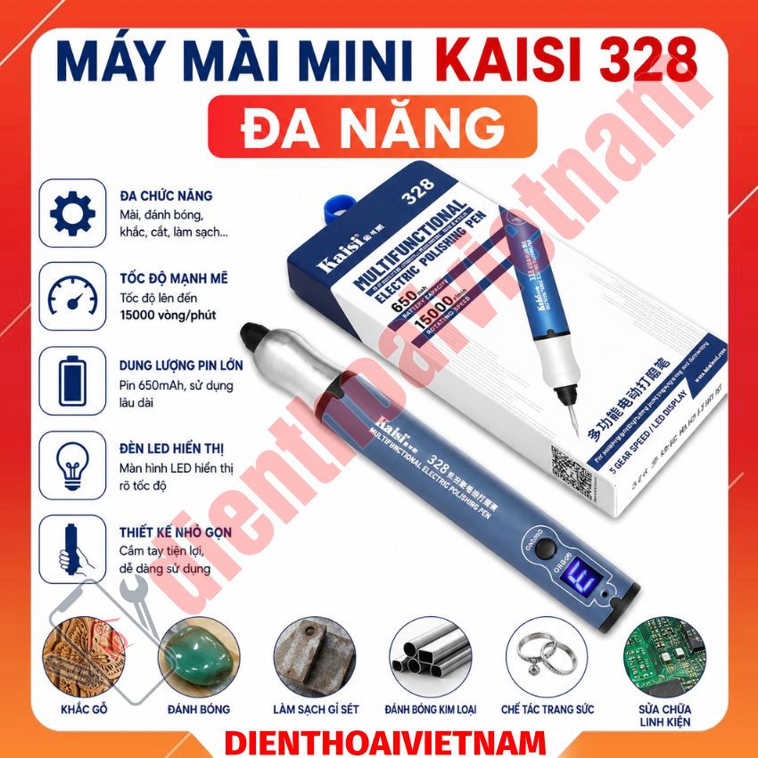 Máy Mài Mini Kaisi 328 Đa Năng: Lựa Chọn Hoàn Hảo Cho Sửa Chữa Điện Tử Và Chế Tác