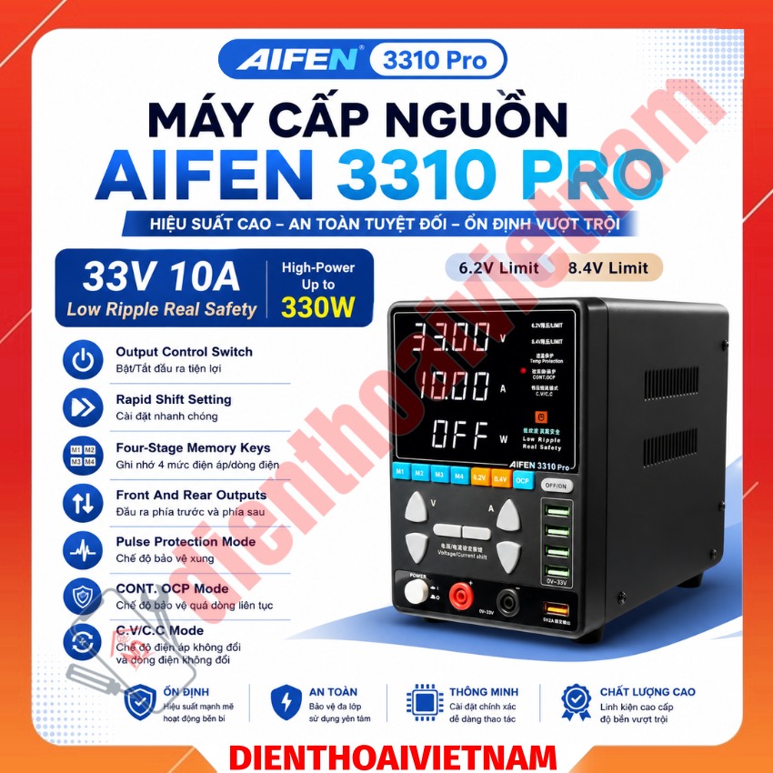 Máy cấp nguồn Aifen 3310 Pro DC Power Supply, đồng hồ 33V 10A