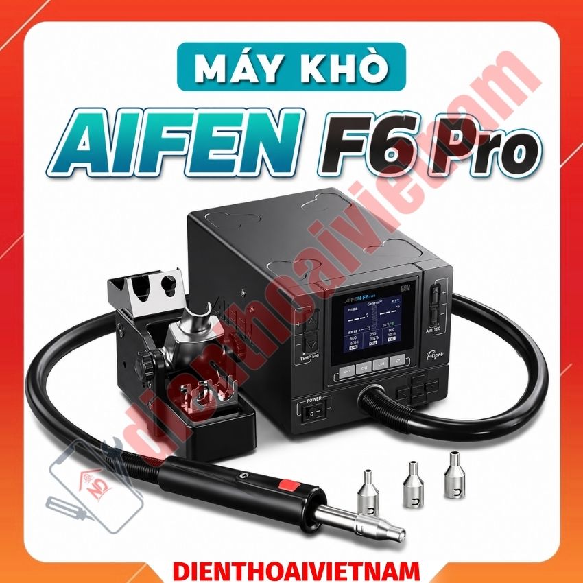 Máy khò Aifen F6 Pro Hot Air Gun 1000W, tặng kèm 3 đầu khò