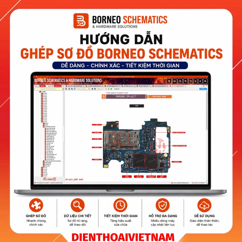 Hướng dẫn ghép sơ đồ Borneo Schematics, xem sơ đồ mạch