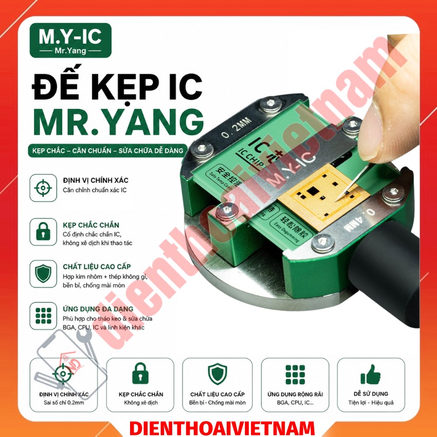 Đế kẹp ic Mr.Yang 0.2mm - 0.4mm IC Chip Degumming Station