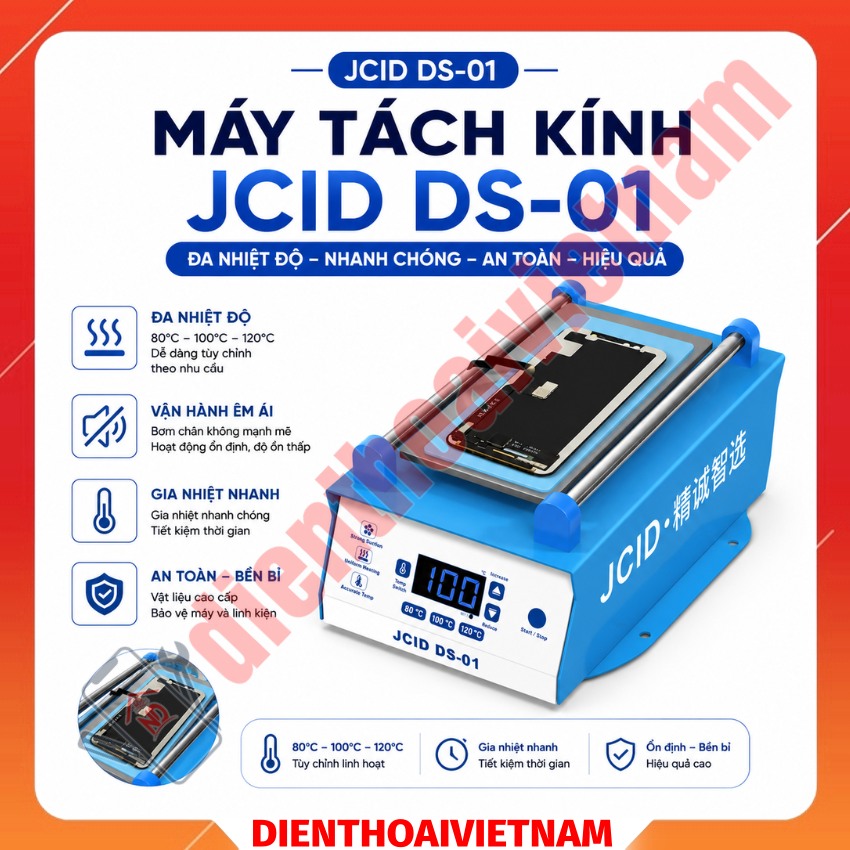 Máy tách kính JCID DS-01 Silent Separator, lực hút mạnh - gia nhiệt đều