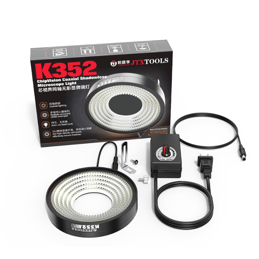 Đèn Led kính hiển vi JTX K352 Coaxial Ring Light, 352 bóng led không bóng đổ