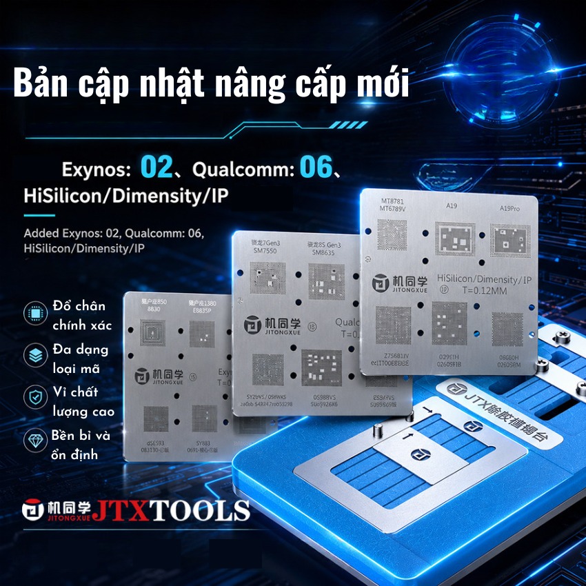 Đế vỉ làm chân CPU JTX T4 Max Chips Glue Removal And Reballing Platform hỗ trợ CPU/EMMC/RAM