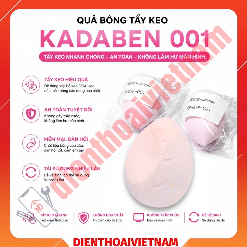 Quả bông tẩy keo Kadaben 001 Quick adhesive removal ball, tẩy keo màn hình nhanh