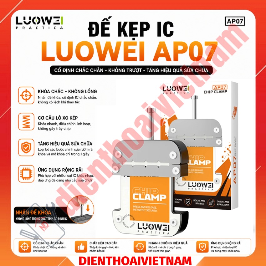 Đế kẹp ic Luowei AP07 Chip Fixture kẹp chắc chắn, chống rung lắc