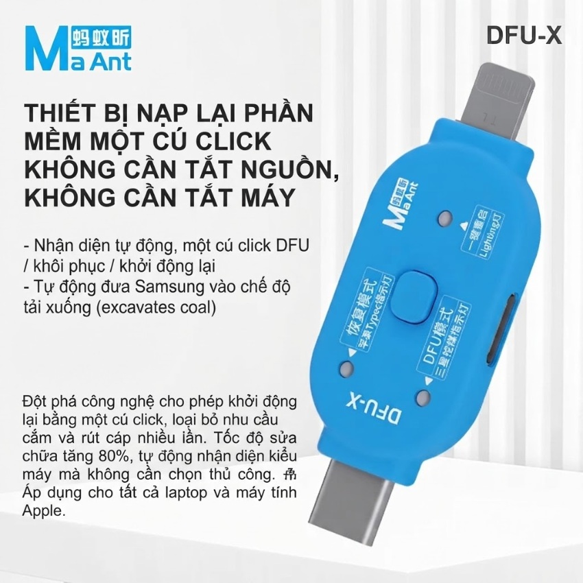 Cáp DFU & Recovery MaAnt DFU-X hỗ trợ iPhone – Samsung, chạy phầm mềm