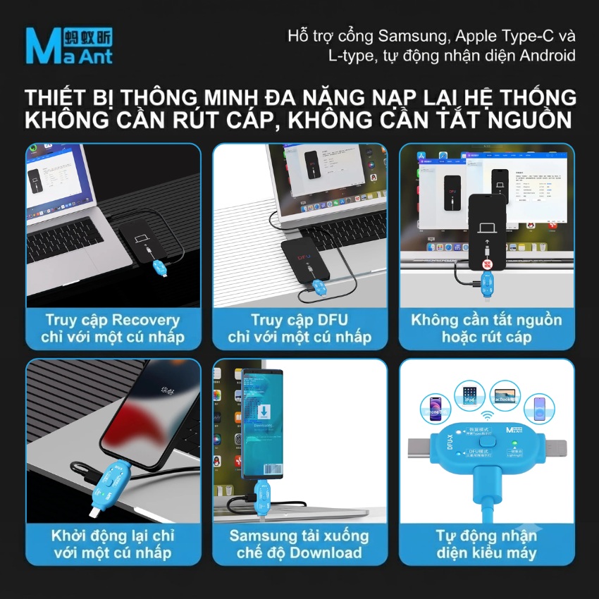 Cáp DFU & Recovery MaAnt DFU-X hỗ trợ iPhone – Samsung, chạy phầm mềm