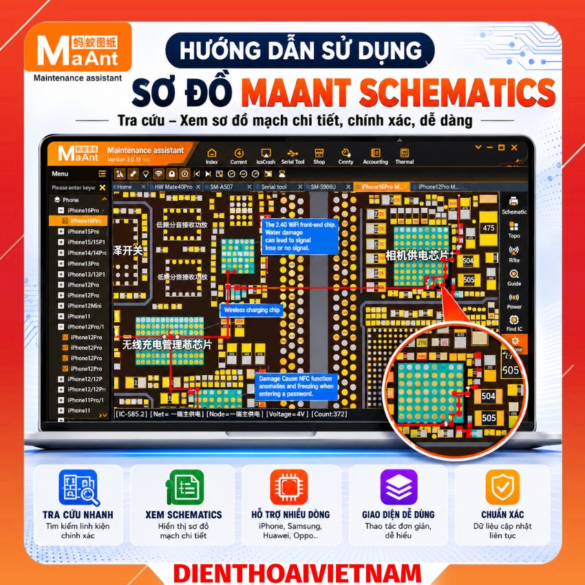Hướng dẫn sử dụng sơ đồ MaAnt Schematics Android – iPhone – iPad và nhiều đời khác
