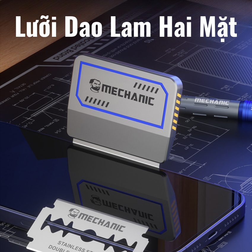 Hộp dao dao Mechanic FR2 Stainless Steel Double-Sided Blade siêu sắc bén, hỗ trợ cạo keo - tách màn