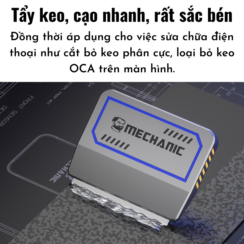 Hộp dao dao Mechanic FR2 Stainless Steel Double-Sided Blade siêu sắc bén, hỗ trợ cạo keo - tách màn
