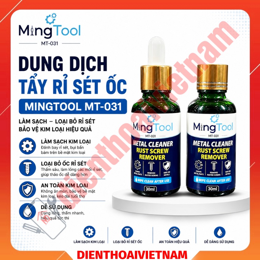 Dung dịch tẩy rỉ sét ốc MingTool MT-031 Metal Cleaner Rust Screw Remover