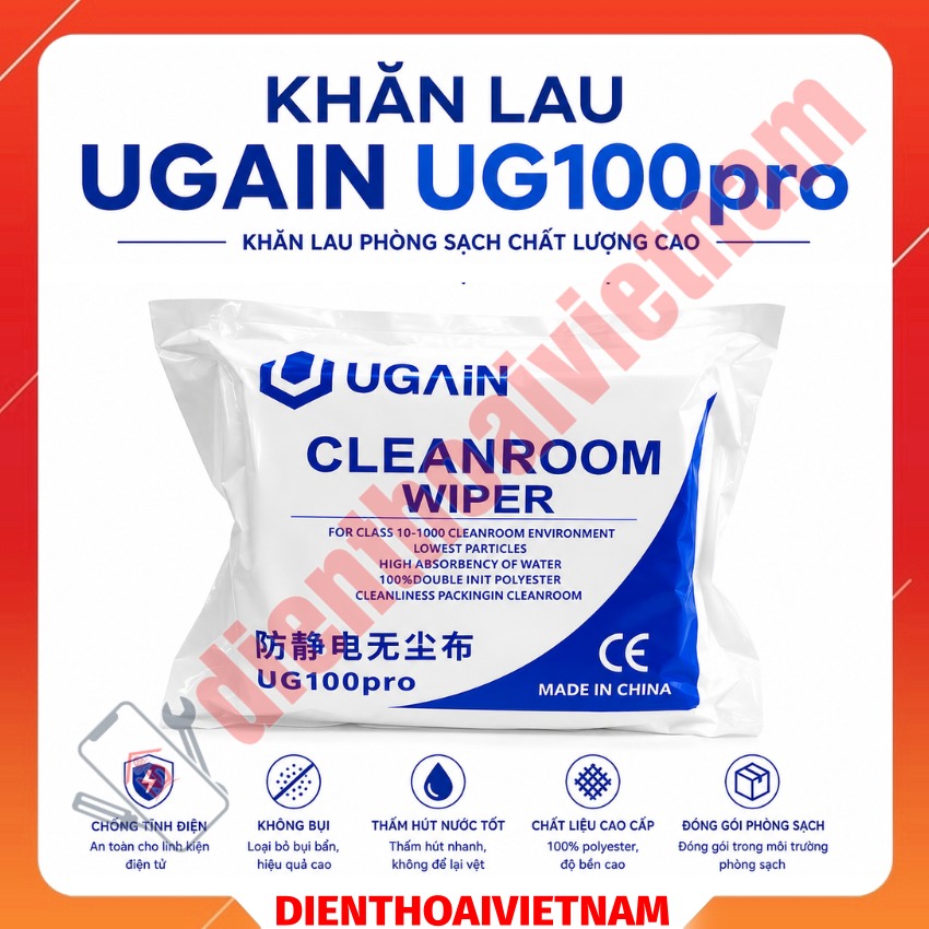 Khăn lau Ugain UG100pro Cleanroom Wiper, lau màn hình - linh kiện siêu sạch