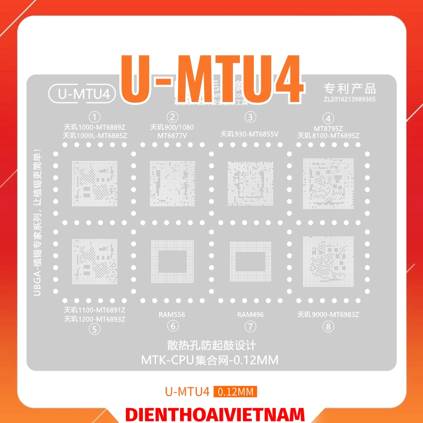 Vỉ Amaoe U-MTU4 làm chân CPU MTK
