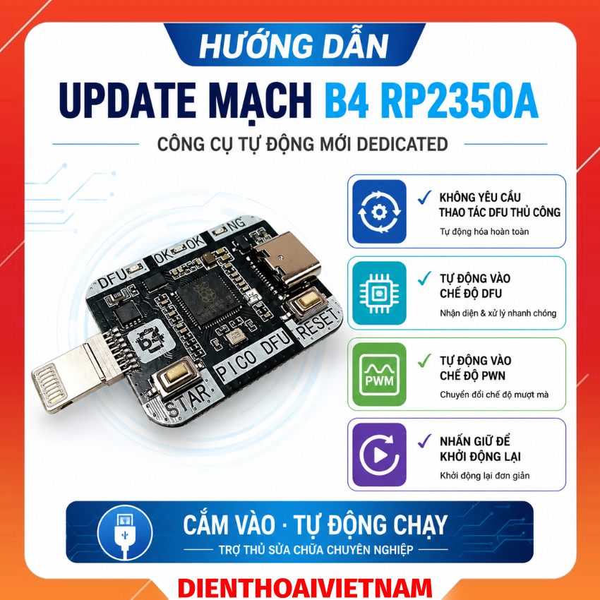 Hướng dẫn update mạch B4 RP2350A Pico Auto DFU + PWN MODE Usbliter8 tự động kết nối