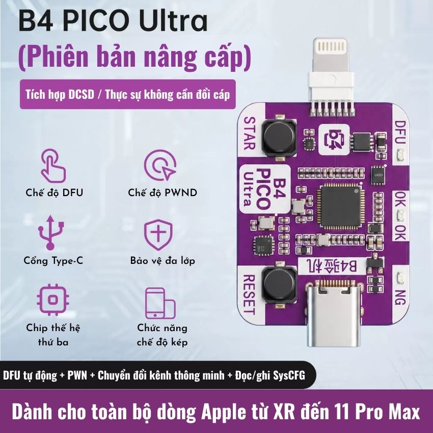 Mạch B4 Ultra RP2350A Pico Auto DFU + PWN MODE Usbliter8 tự động kết nối