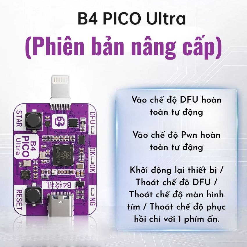 Mạch B4 Ultra RP2350A Pico Auto DFU + PWN MODE Usbliter8 tự động kết nối - Ảnh 2