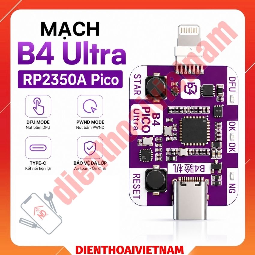 Mạch B4 Ultra RP2350A Pico Auto DFU + PWN MODE Usbliter8 tự động kết nối
