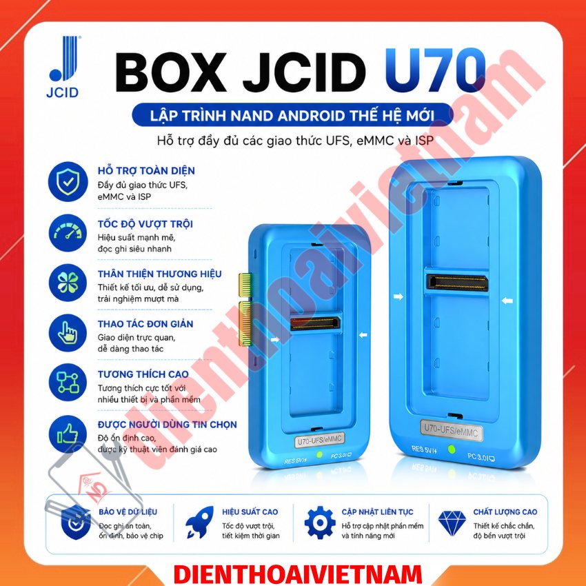Box JCID U70 Gen2 UFS Programmer làm ổ cứng Android /UFS/eMMC/ISP Nand