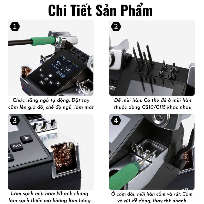 Máy hàn 2 tay HZY AZ-200 Soldering Station, hỗ trợ tay hàn C210 - C115
