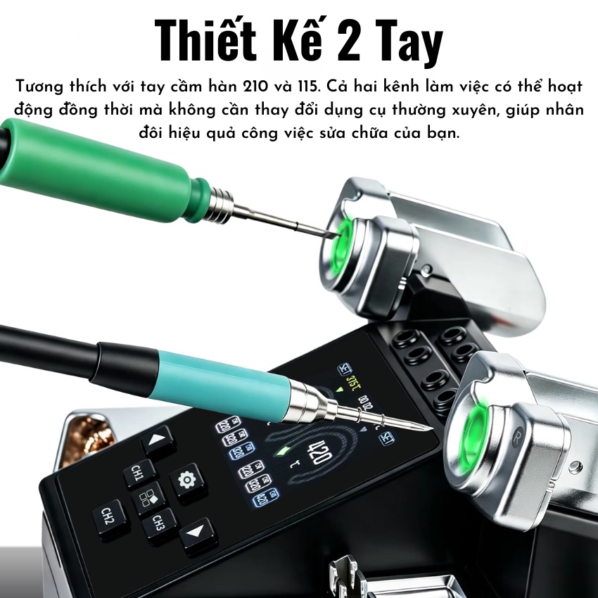 Máy hàn 2 tay HZY AZ-200 Soldering Station, hỗ trợ tay hàn C210 - C115