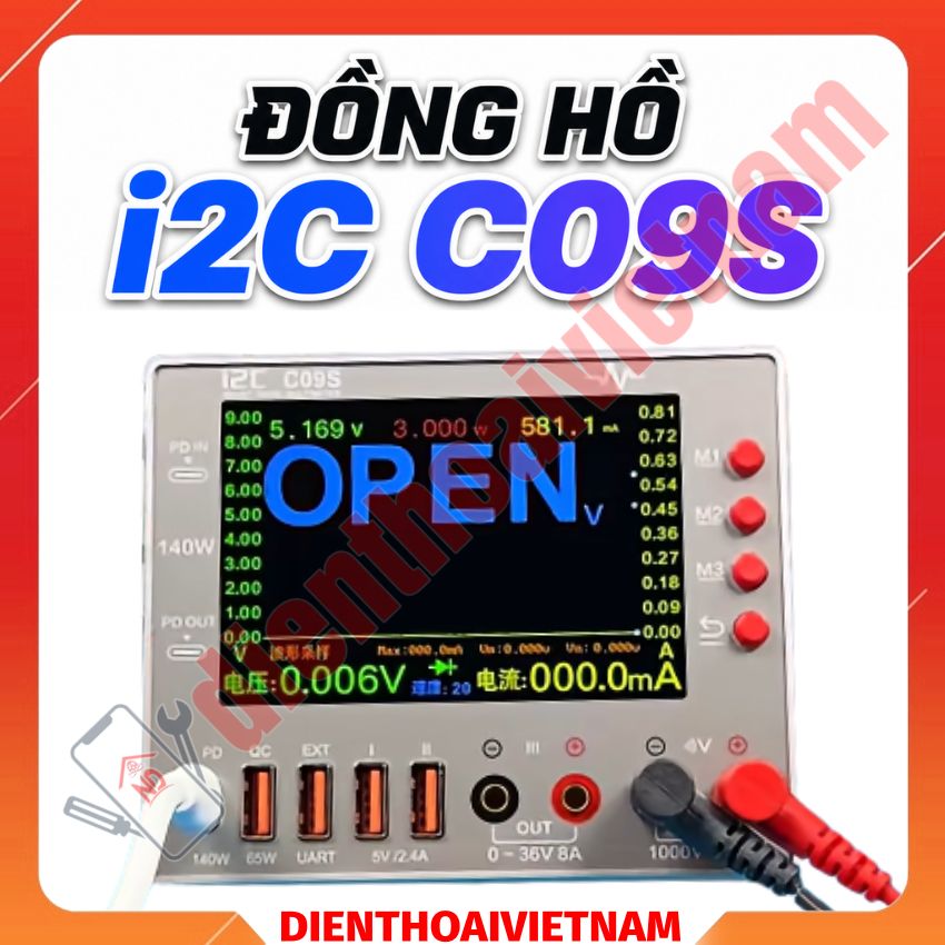 Đồng hồ i2C C09S Waveform Ammeter đo điện trở - đi ốt - tần số - nhớ kênh