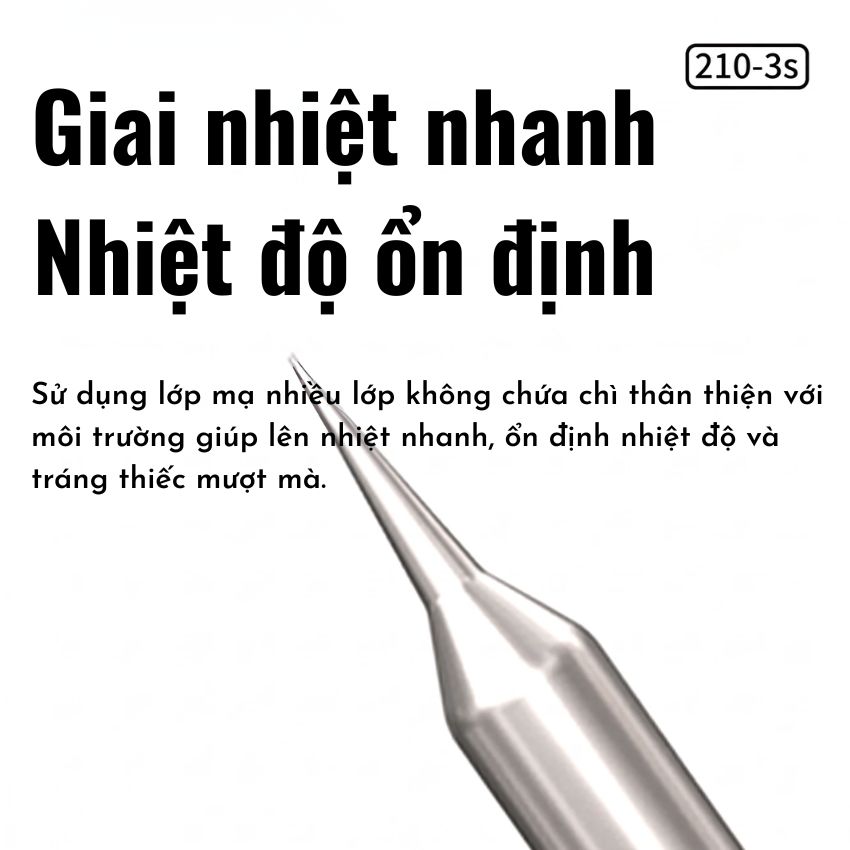 Mũi hàn Luowei C210-3s Soldering Iron Tip Set, đầu cong - thẳng - dao