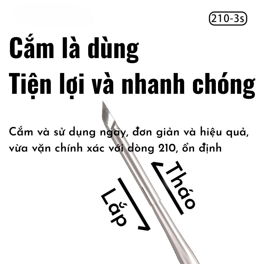 Mũi hàn Luowei C210-3s Soldering Iron Tip Set, đầu cong - thẳng - dao