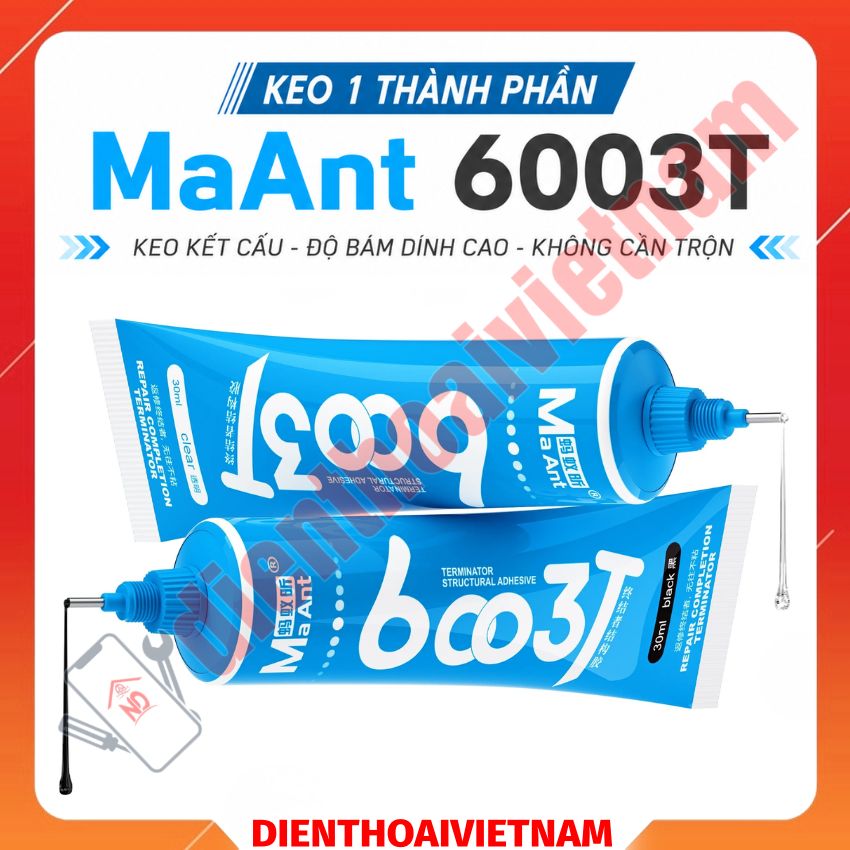 Keo 1 thành phần MaAnt 6003T Terminator structural adhesive 30ml, màu đen - trong suốt