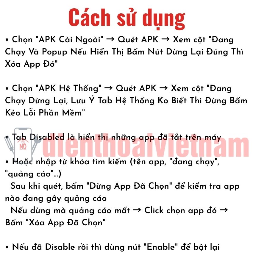 Tool xóa app rác - Xóa app quảng cáo - Chặn Update - Factory máy