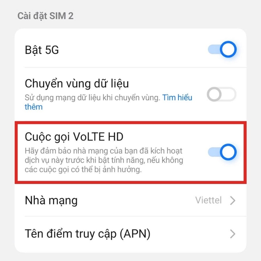 Bật VoLTe cho các máy điện thoại không nghe gọi được?