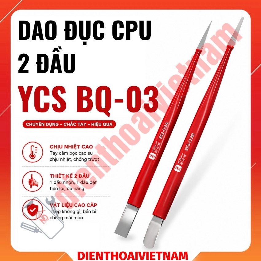 Dao đục CPU 2 đầu YCS BQ-03 Non-magnetic chip lifter set đục cpu,ic, cạy pin đa năng