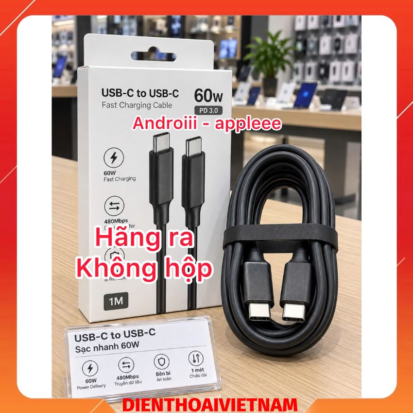 Dây cáp sạc Type-C to Type-C 60W hỗ trợ Android – iOS