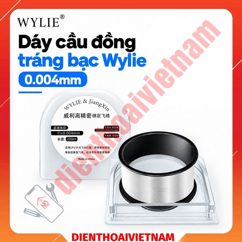 Dây câu đồng tráng bạc Wylie 0.004mm - 200m Precision Flying Wire