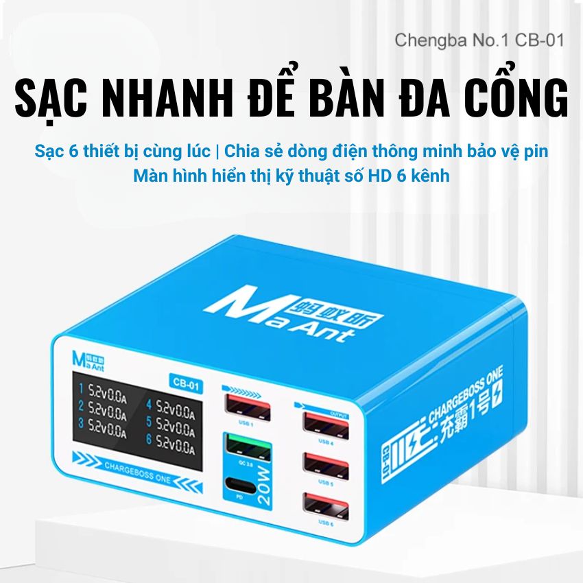 Sạc 6 cổng MaAnt CB 01 Multi-Port Desktop Fast Charging Station