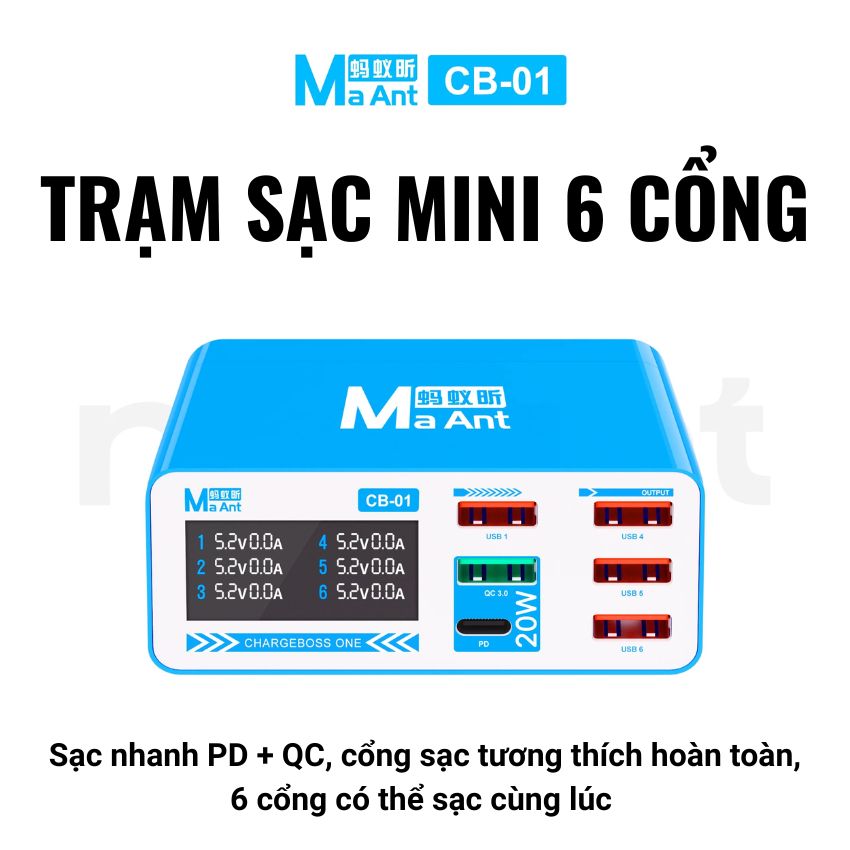 Sạc 6 cổng MaAnt CB 01 Multi-Port Desktop Fast Charging Station