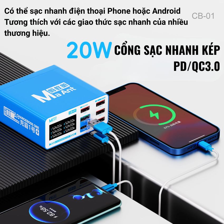 Sạc 6 cổng MaAnt CB 01 Multi-Port Desktop Fast Charging Station