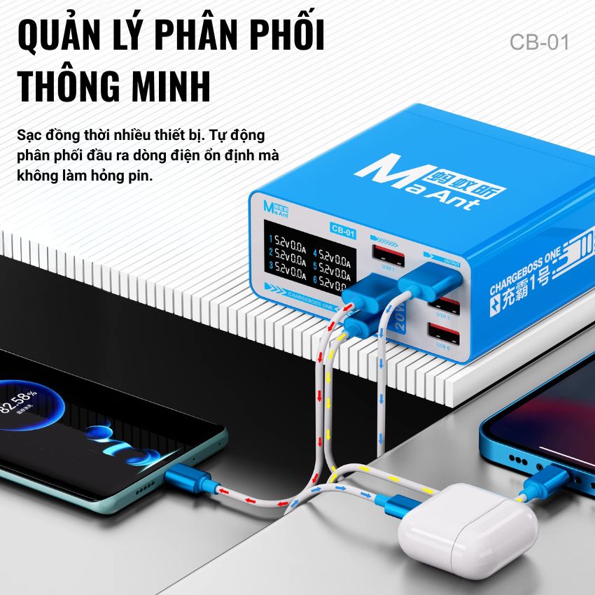Sạc 6 cổng MaAnt CB 01 Multi-Port Desktop Fast Charging Station