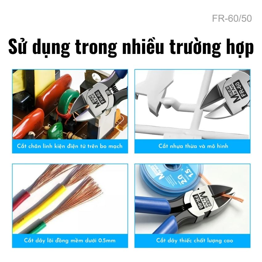 Kìm MaAnt FR 50 / FR 60 Sharp Edge Cutting Pliers cắt lồng, cắt linh kiện, cắt dây hút thiếc đa năng