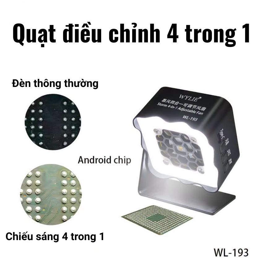 Quạt + Đèn UV Wylie WL 193 Storm 4-in-1 Adjustable Fan hút khói, sấy khô keo nhanh