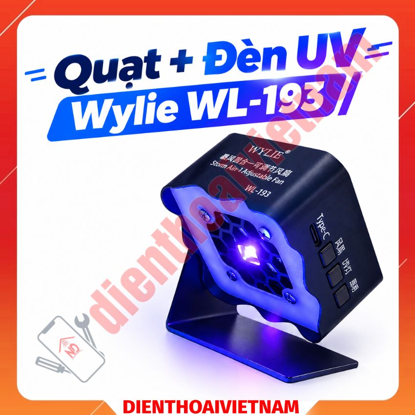 Quạt + Đèn UV Wylie WL 193 Storm 4-in-1 Adjustable Fan hút khói, sấy khô keo nhanh