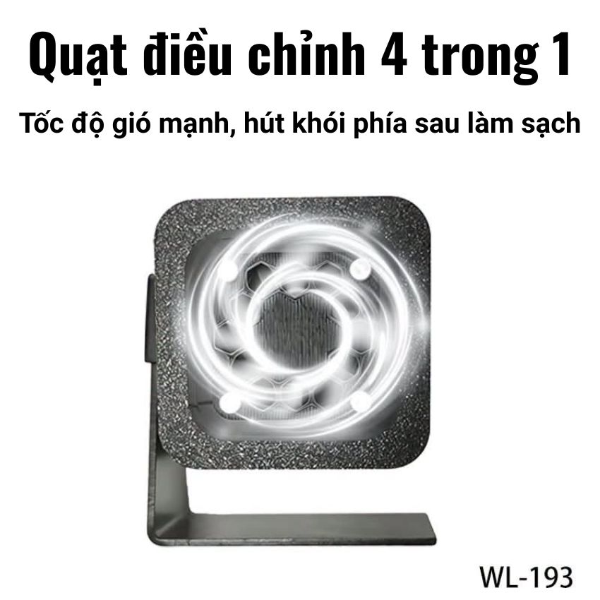 Quạt + Đèn UV Wylie WL 193 Storm 4-in-1 Adjustable Fan hút khói, sấy khô keo nhanh