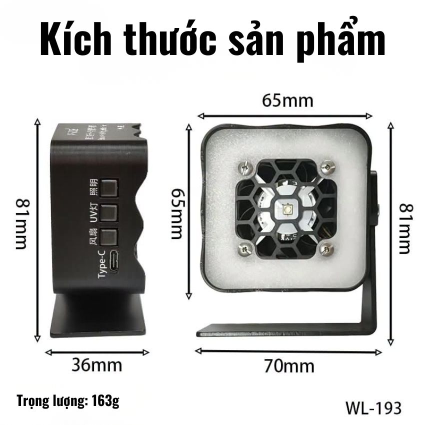 Quạt + Đèn UV Wylie WL 193 Storm 4-in-1 Adjustable Fan hút khói, sấy khô keo nhanh