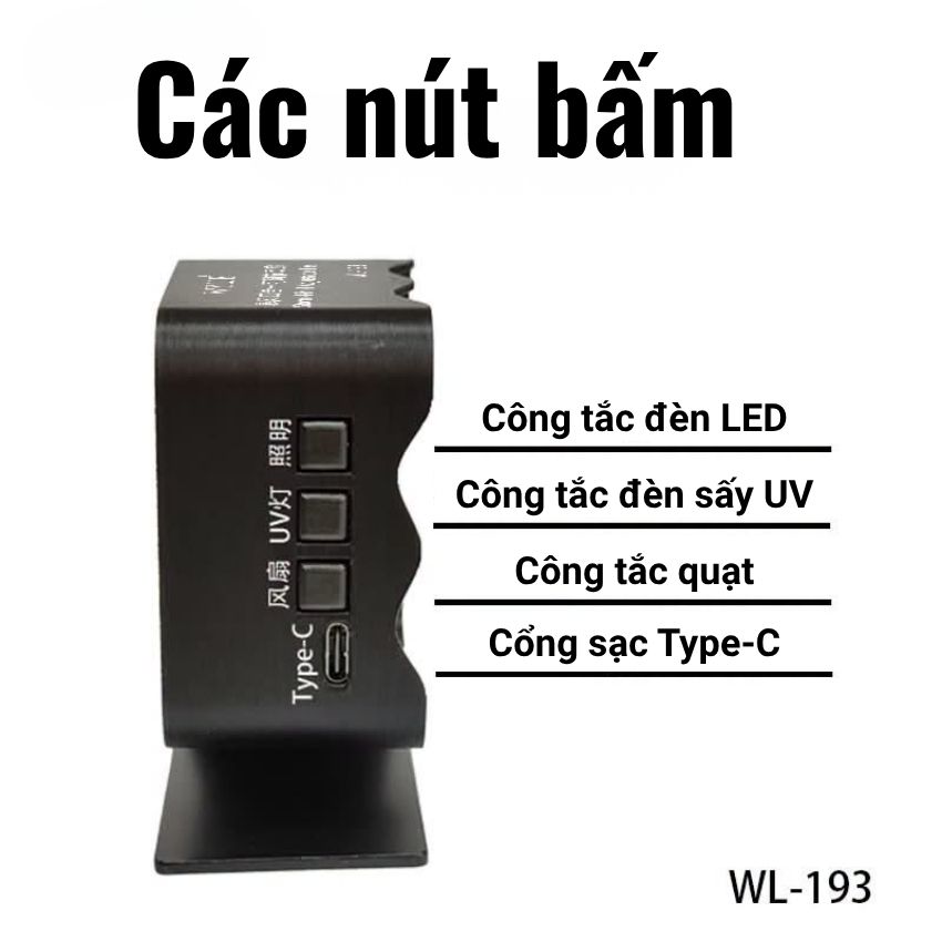Quạt + Đèn UV Wylie WL 193 Storm 4-in-1 Adjustable Fan hút khói, sấy khô keo nhanh