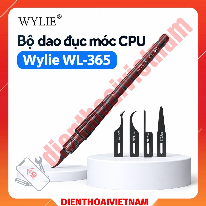 Bộ dao đục móc CPU Wylie WL 365 Multifunctional Glue Remover Knife kèm 4 lưỡi dao, siêu nhẹ
