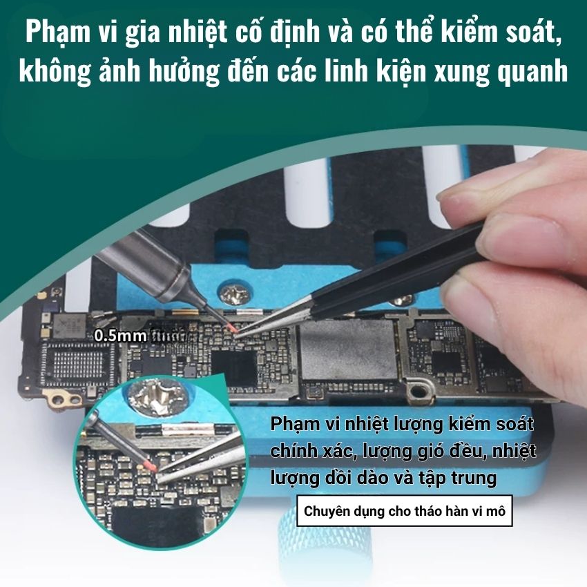 Máy khò siêu kim YIHUA 8509-I Hot Air Gun 170W, kèm 3 đầu khò