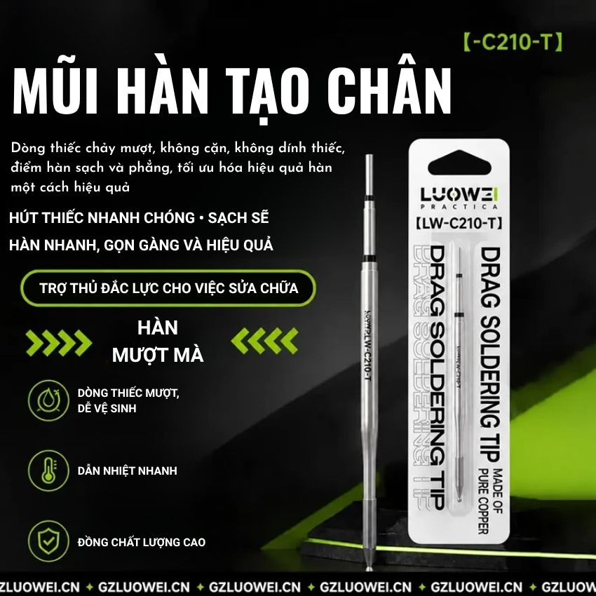 Mũi hàn tạo chân Luowei C210 T Drag Soldering Tip