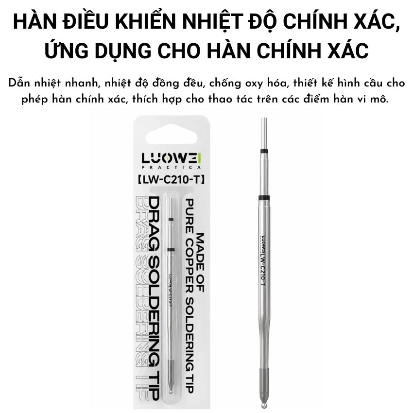 Mũi hàn tạo chân Luowei C210 T Drag Soldering Tip - Ảnh 2
