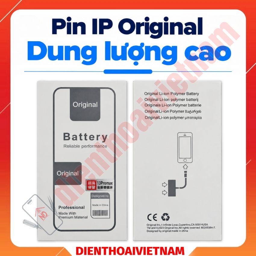 Pin IP Original dung lượng cao từ 6 - 18 Pro Max